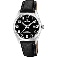 Festina F20446/3 Men's Analogue Quartz Watch with Leather Strap, Black, Bracelet