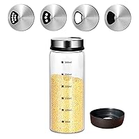 Salt and Pepper Shakers with Adjustable Outlet Holes Clear Glass Shaker Bottles Spice Seasoning Cans for Kitchen Decor and Home Restaurant BBQ Camping Farmhouse Kitchen Accessories (300ml)