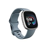 Fitbit Versa 4 Fitness Smartwatch with Daily Readiness, GPS, 24/7 Heart Rate, 40+ Exercise Modes, Sleep Tracking and more, Waterfall Blue/Platinum, One Size (S & L Bands Included)