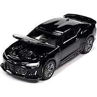 2019 Chevy Camaro ZL1 Gloss Black Modern Muscle Limited Edition to 15390 Pieces Worldwide 1/64 Diecast Model Car by Auto World 64332-AWSP080A