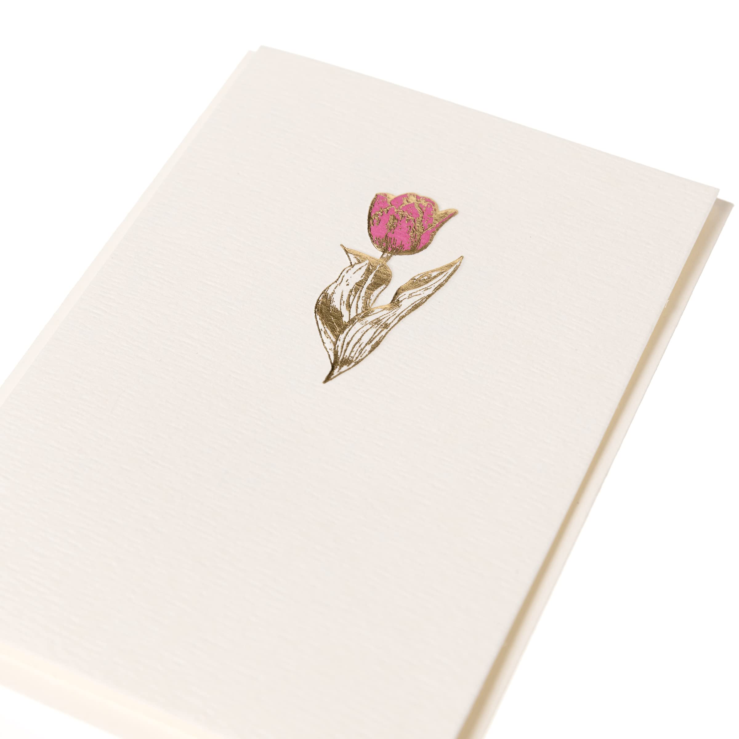 Graphique Tulip Cards | Pack of 10 Cards with Envelopes | Blank Inside | All Occasion Greetings | La Petite Presse Collection | Embossing and Gold Foil Accents | Boxed Set | 3.25