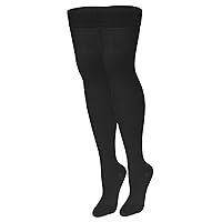NuVein Medical Compression Stockings, 20-30 mmHg Support, Women & Men Thigh Length Hose, Closed Toe, Black, Medium