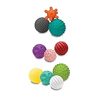 Infantino Textured Multi Ball Set - Toy for Sensory Exploration and Engagement for Ages 6 Months and up, 10 Piece Set, Small
