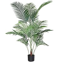 Artificial Areca Palm Plant 4.6 Feet Fake Palm Tree with 15 Trunks Faux Tree for Indoor Outdoor Modern Decor Feaux Dypsis Lutescens Plants in Pot for Home Office,Decor Pot is NOT Included
