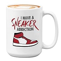 Sneaker Lover Coffee Mug - I Have A Sneaker Addict - Collector Shoes Footwear Sport Casual Skate Pop Culture 15oz White