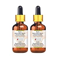 Pure Balm Mint Bush Essential Oil (Prostanthera melissifoli) with Glass Dropper Steam Distilled (Pack of Two) 100ml X 2 (6.76 oz)