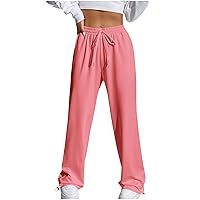 Cargo Sweatpants for Women Baggy Elastic Waisted Wide Leg Pants Casual Drawstring Athletic Jogger Pants with Pockets