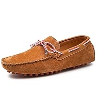 Mens Casual Knot Lace-up Soft Suede Driver Handmade Moccasin Loafers Shoes