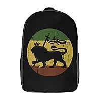 Lion of Judah Rasta Reggae Music Print 17 Inch Daypack Travel Laptop Backpack Unisex Large Capacity Shoulder Backpacks Funny Graphic