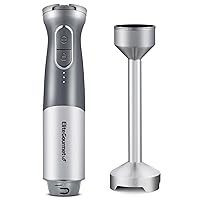 Elite Gourmet EHB1300 Cordless Rechargeable Hand Blender, Variable Speed Blending, One-Touch Power, Stainless Steel Blade, Portable Easy Control Stick Mixer, Sauce, Soup, Smoothie, Baby Food,Dark Grey