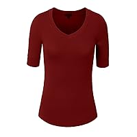 NE PEOPLE Women's 3/4 Elbow Half Length Sleeve V-Neck line T-Shirt (S-3XL)