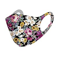 Reusable Face Mask, Unisex Adult Washable with Flower Printed Face Mask