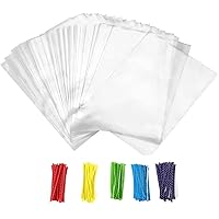 Newkita 4x6 Small Cellophane Bags, Clear Gift Treat Bags for Candy Cake Pop Goodie Party Favor Bags with 4’’ Ties, 100PCS (4'' x 6'')
