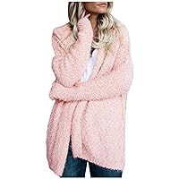 SNKSDGM Women's Fashion Fuzzy Fleece Warm Winter Coats Zipper Plus Size Baggy Faux Fur Sherpa Hoodies Jackets Outerwear