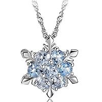 1 PCS Elegant Necklace Snowflake Shape Sparkly Diamond Clavicle Chain Neck Pendant for Women Girls Ladies Silver Durable Design