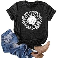Women's Floral Print Shirt Funny Summer Casual Tee Short Sleeve Crew NeckTees Shirts Fashion Clothes 2024