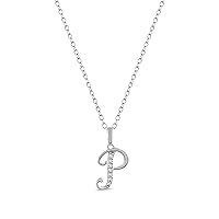 Sterling Silver 1/20Ct TDW Diamond Studded Initial Charms Alphabet Name Letters A-Z Pendant Necklace for Women(I-J,I2)