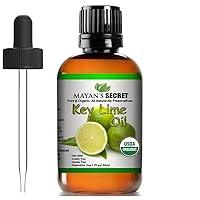 Mayan’s Secret USDA Certified Organic Key Lime Essential Oil for Diffuser & Reed Diffusers (100% Pure & Natural - UNDILUTED) 1oz Bottle