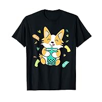Kawaii Dog Corgi Boba Tea Bubble Milk Tea Funny Cute Anime T-Shirt