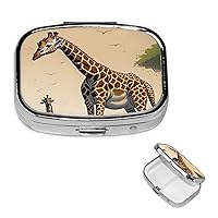 Pill Case Rectangle Pill Box 3 Compartment Pill Organizer Mother and child giraffe Small Pill Case Waterproof Medicine Organizer Box for Travel Pill Containers Vitamin Organizer for Medication Planner