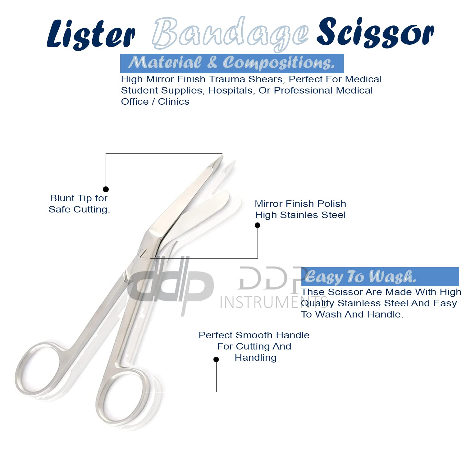 DDP Light Weight Lister Bandage Scissors, 5.5
