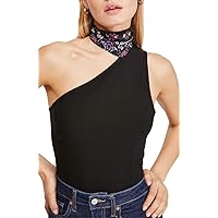 Free People Womens One Shoulder Ruched Back Choker Tank