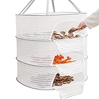 Drying Racks Herb Drying Rack 3 Layer Hanging Mesh Drying Net Collapsible Drying Rack with Zipper Opening for Plants, Buds, Fruits, Flowers, Vegetables, Cloth
