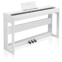 LEADZM 88 Keys Digital Piano, Fully Weighted Keyboard, Electric Piano with MIDI USB, Audio Bluetooth and Stereo Speakers, 128 Tones and Rhythms, 3 Pedal System, White