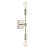Linea di Liara Berbella 2-Light Brushed Nickel Bathroom Vanity Light Fixtures Modern Wall Sconces Lighting Fixture Wall Lights for Hallway and Bedroom Sconces with Two LED Bulbs Included, UL Listed