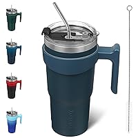 BJPKPK 20 oz Tumbler With Handle Insulated Tumbler With Lid And Straw Stainless Steel Travel Mug Coffee Cups,Navy Blue