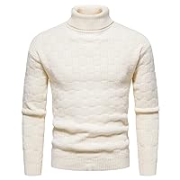 DuDubaby Men's Autumn and Winter Casual Knitted Solid Color Decorative Pattern Sweater