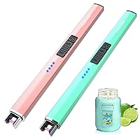 Electric Candle Lighter Plasma Arc Lighters Windproof & Flameless with USB Rechargeable Battery Double Safety Switch (Rose Gold &Tiffany Blue)
