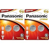 One (1) Twin Pack (2 Batteries) Panasonic Cr2016 Lithium Coin Cell Battery 3V... (Pack of 2)