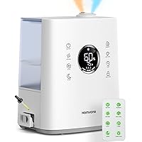 Homvana Humidifiers for Bedroom Large Room, 6.5L Top-Fill Warm & Cool 360° Rotatable Mist Ultrasonic Humidifier for Plants Baby Kids, Vaporizer (Distilled Sterilization) Essential Oil, Auto Sleep Mode