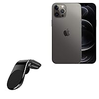 BoxWave Car Mount Compatible with Apple iPhone 12 Pro Max - MagnetoMount Clip, Metal Car Air Vent Strong Magnet Mount for Apple iPhone 12 Pro Max - Jet Black