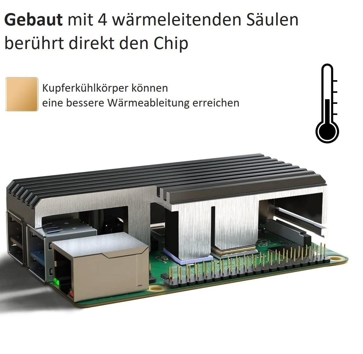 Miuzei Raspberry Pi 4 Gehäuse mit 4B Case Aluminium Passiv Kühlung Speziell entwickelt für Raspberry Pi 4 Modell B 8GB/4GB/2GB/1GB Cooling Heat Dissaption Metal Case