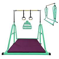 Foldable & Movable Gymnastics Kip Bar,Horizontal Bar for Kids Girls Junior,No Wobble Gym Equipment for Home Indoor,3' to 5' Adjustable Height,Gymnasts 1-4 Levels,300 lbs Weight Capacity