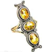 Ana Silver Co Faceted Citrine Ring Size 9.75 (925 Sterling Silver) - Handmade Jewelry, Bohemian, Vintage RING128948