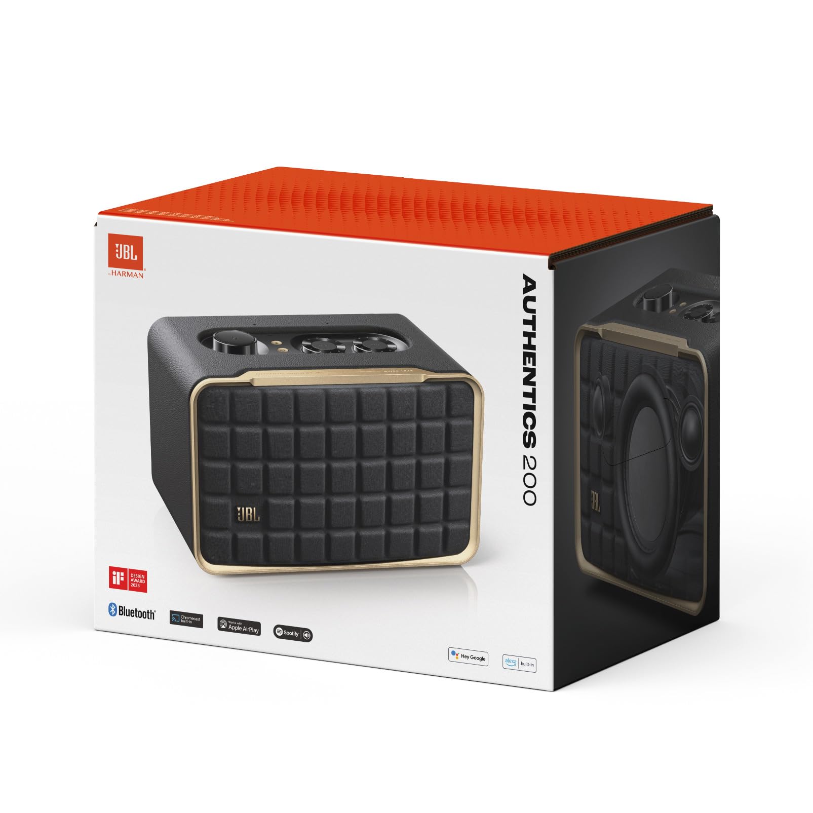 JBL Authentics 200 - Wireless Home Speaker, Built in Wi-Fi, Bluetooth and Voice Assistants, Built in Alexa and Google Assistant