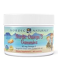 Nordic Omega-3 Gummies, Tangerine - 60 Gummies - 82 mg Total Omega-3s with EPA & DHA - Non-GMO - 30 Servings