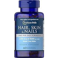 Puritan's Pride Hair Skin Nails One Per Day Formula60 Softgels, 60 Count (55554)