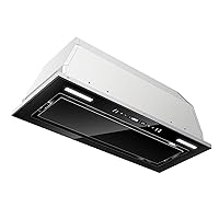 Range Hood Insert 30 Inch 800 CFM, Built-in Vent Hood Black Glass Gesture & Touch Control Kitchen Exhaust Fan, Mesh Filters Recirculating Stove Hood Dual LED Lights Ducted/Ductless Convertible