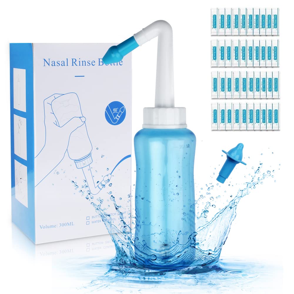 Mua Neti Pot Sinus Rinse Bottle Nose Wash Cleaner Pressure Rinse Nasal  Irrigation for Adult & Kid BPA Free 300 ML with 40 Nasal Wash Salt Packets  (40 Packs) trên Amazon Anh