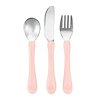 Green Sprouts® Stainless Steel & Sprout Ware® Kids' Cutlery, 12mo+, Plant-Plastic, Dishwasher Safe, Ergonomic, Tested for Hormones - Light Grapefruit