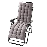 High Back Lounge Chair Cushion Zero Gravity Rocking Chair Cushion with Ties Thick Bench Cushion Soft Recliner Chaise for Garden Patio Furniture Comfort Back Support (Grey,49in)