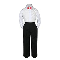 3pc Shirt Black Pants Bow Tie Set Baby Toddler Kid Boy Party Wedding Suit Sm-4T