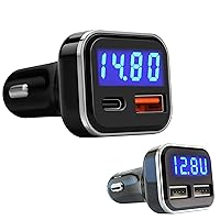 USB C PD Car Charger + 4.8A Car Charger with Volt Display