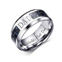 VNOX 8MM Stainless Steel World's Best Dad Inside Carbon Fiber Band Ring,Gift for Dad