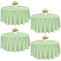 4 Pack Round Tablecloth 90 Inch Polyester Round Table Cloth Sage Green Tablecloths for Round Tables Washable Fabric Table Covers for Wedding Dining Table Buffet Parties Banquet (Round