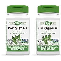 Nature's Way Premium Herbal Peppermint Leaf, Traditional Digestive Soothing and Discomfort Support*, 700mg per Serving, 100 Capsules (Pack of 2)